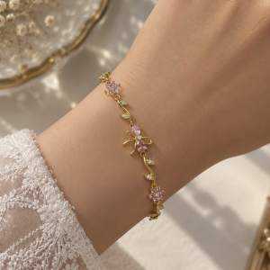 Rosé Bloom Bow Bracelet ✨